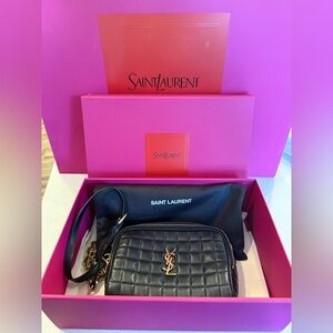 Saint Laurent Cassandre Black Mini Quilted Smooth Lambskin Camera Bag